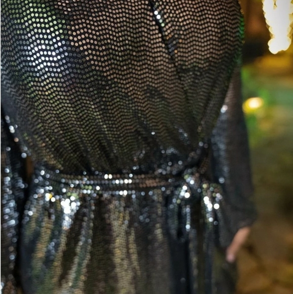Sequin Wrap Mini Dress - Picture 2 of 5